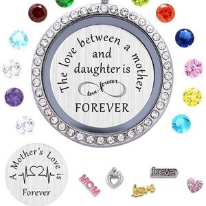 Mother & Daughter Floating Crystal Charm Set